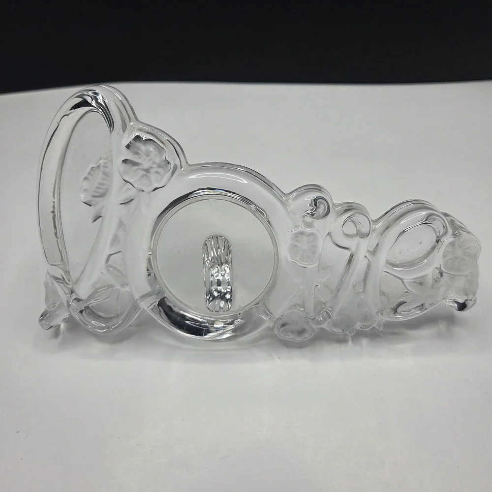Unbranded Crystal Glass Love Picture Frame Floral Frosted Clear 2